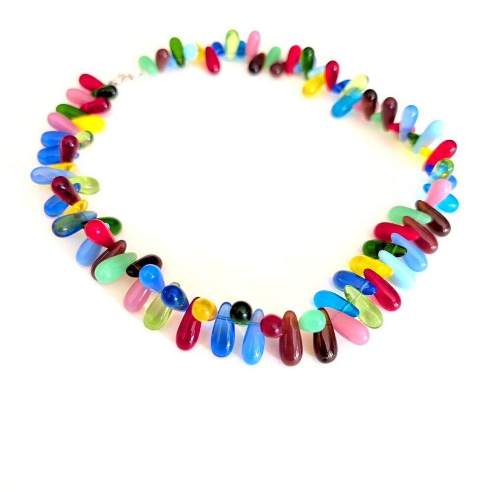 Arty multi color glass collar necklace - Picture 13 of 13